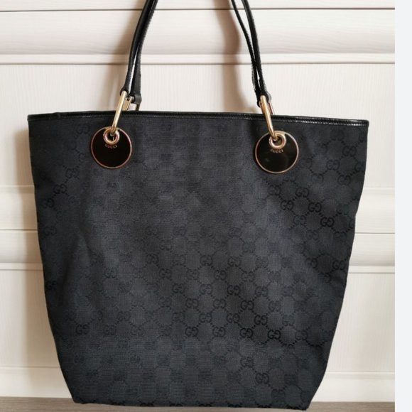 Auc Gucci Eclipse GG Canvas/patent leather Medium Tote - Picture 10 of 16